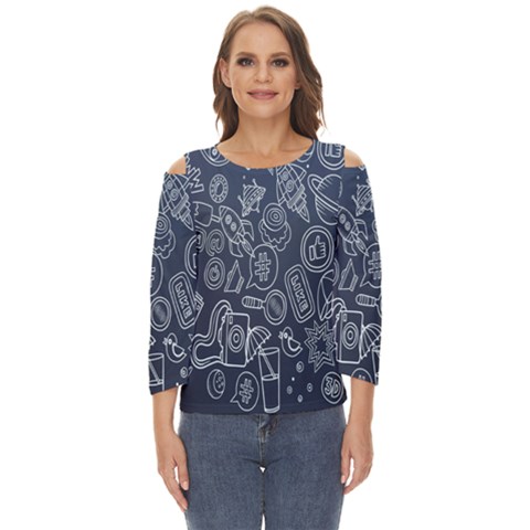 Internet Planet Drinks Cut Out Wide Sleeve Top by artworkshop