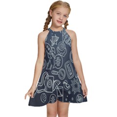 Internet Planet Drinks Kids  Halter Collar Waist Tie Chiffon Dress by artworkshop