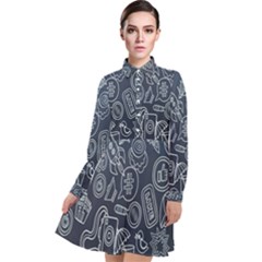 Internet Planet Drinks Long Sleeve Chiffon Shirt Dress by artworkshop