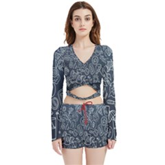 Internet Planet Drinks Velvet Wrap Crop Top And Shorts Set by artworkshop