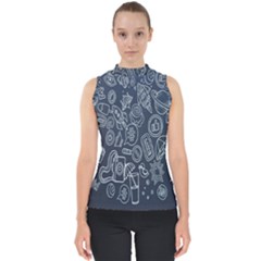 Internet Planet Drinks Mock Neck Shell Top by artworkshop