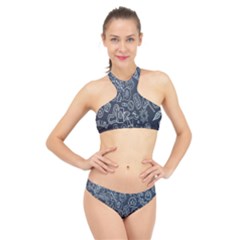 Internet Planet Drinks High Neck Bikini Set by artworkshop