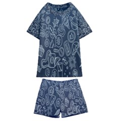 Internet Planet Drinks Kids  Swim Tee And Shorts Set by artworkshop