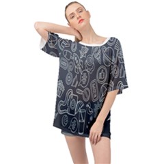 Internet Planet Drinks Oversized Chiffon Top by artworkshop