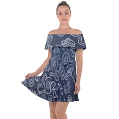 Internet Planet Drinks Off Shoulder Velour Dress by artworkshop