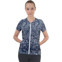 Internet Planet Drinks Short Sleeve Zip Up Jacket by artworkshop