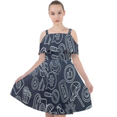 Internet Planet Drinks Cut Out Shoulders Chiffon Dress by artworkshop