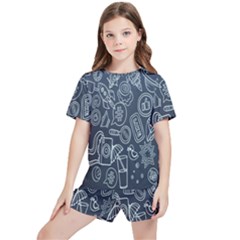 Internet Planet Drinks Kids  Tee And Sports Shorts Set by artworkshop