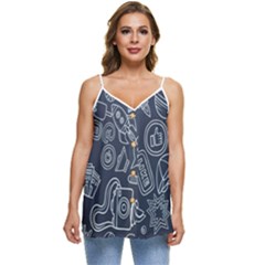 Internet Planet Drinks Casual Spaghetti Strap Chiffon Top by artworkshop