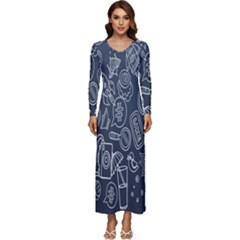 Internet Planet Drinks Long Sleeve Velour Longline Maxi Dress