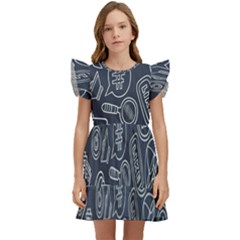 Internet Planet Drinks Kids  Winged Sleeve Dress by artworkshop