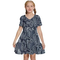 Internet Planet Drinks Kids  Short Sleeve Tiered Mini Dress