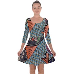 Mosaic Quarter Sleeve Skater Dress by artworkshop