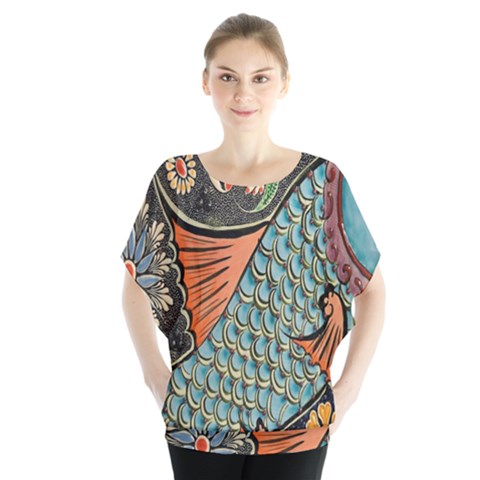 Mosaic Batwing Chiffon Blouse by artworkshop