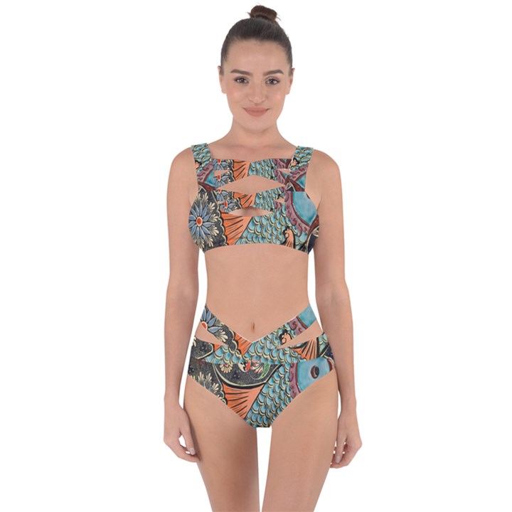 Mosaic Bandaged Up Bikini Set 