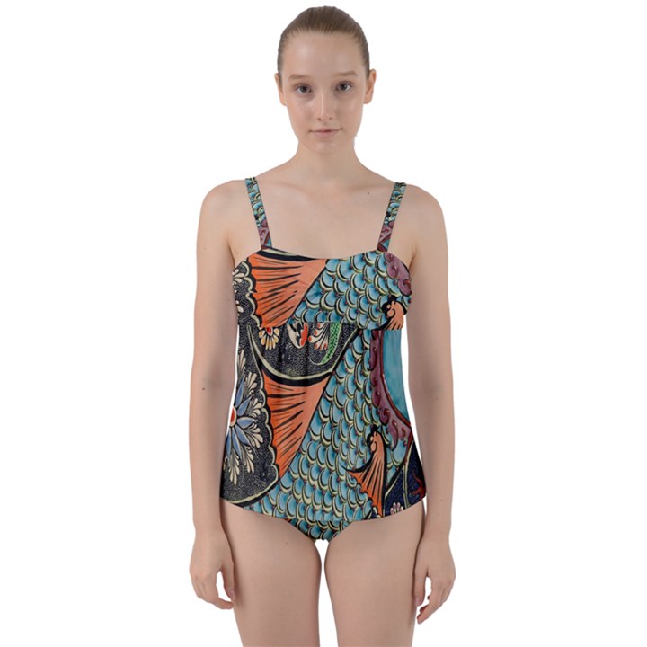 Mosaic Twist Front Tankini Set