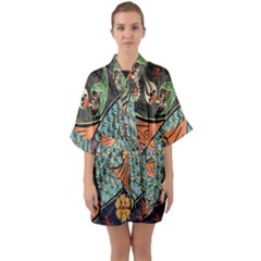 Mosaic Half Sleeve Satin Kimono  by artworkshop