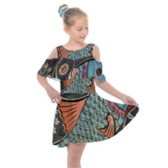 Mosaic Kids  Shoulder Cutout Chiffon Dress by artworkshop