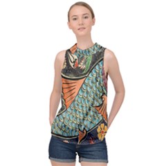 Mosaic High Neck Satin Top by artworkshop