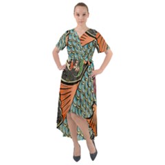 Mosaic Front Wrap High Low Dress by artworkshop