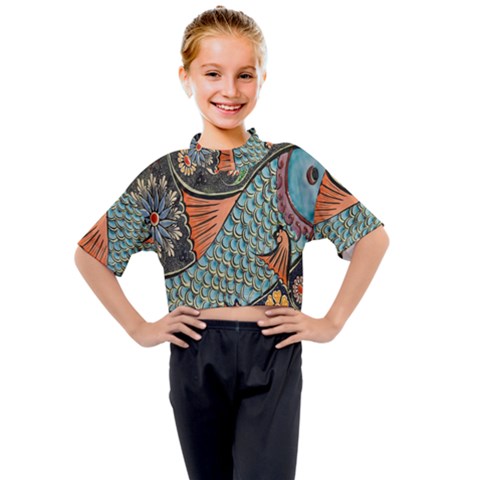 Mosaic Kids Mock Neck Tee by artworkshop