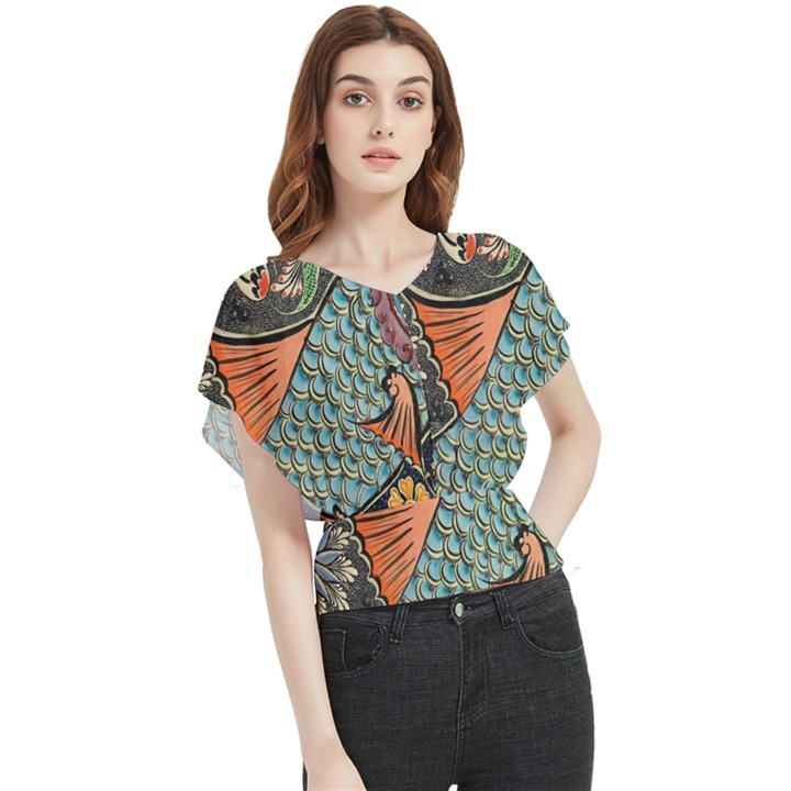 Mosaic Butterfly Chiffon Blouse