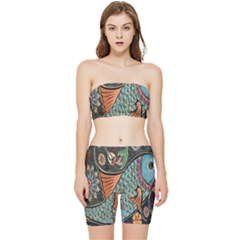 Mosaic Stretch Shorts And Tube Top Set by artworkshop