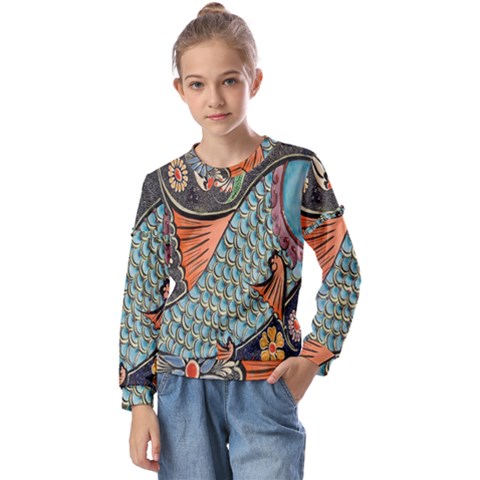 Mosaic Kids  Long Sleeve Tee With Frill  by artworkshop