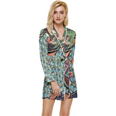 Mosaic Long Sleeve Satin Robe by artworkshop