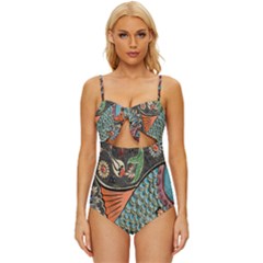 Mosaic Knot Front One-piece Swimsuit