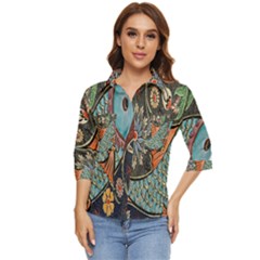 Mosaic Women s Quarter Sleeve Pocket Shirt