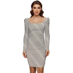 Sand Waves Women Long Sleeve Ruched Stretch Jersey Dress