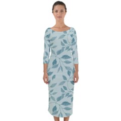 Seamless Foliage Quarter Sleeve Midi Bodycon Dress by artworkshop