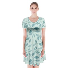 Seamless Foliage Short Sleeve V-neck Flare Dress by artworkshop