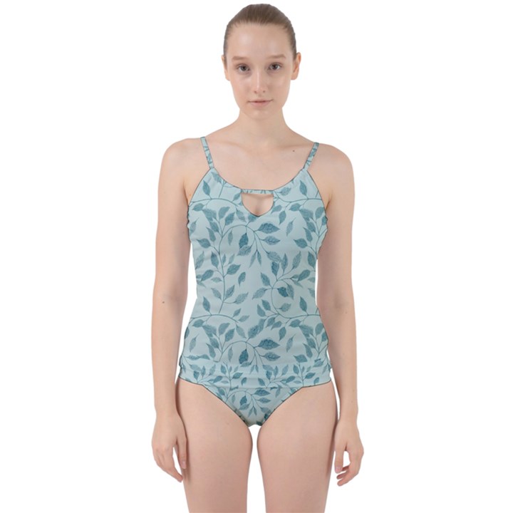 Seamless Foliage Cut Out Top Tankini Set