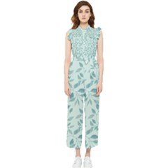 Seamless Foliage Women s Frill Top Chiffon Jumpsuit by artworkshop