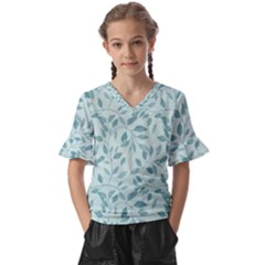 Seamless Foliage Kids  V-neck Horn Sleeve Blouse by artworkshop