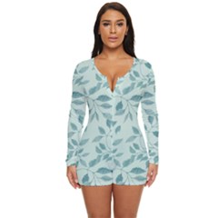 Seamless Foliage Long Sleeve Boyleg Swimsuit