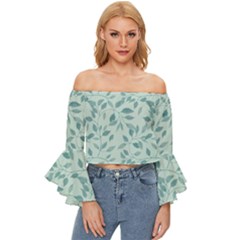 Seamless Foliage Off Shoulder Flutter Bell Sleeve Top by artworkshop