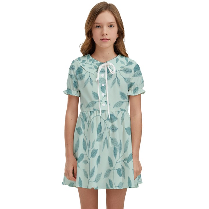 Seamless Foliage Kids  Sweet Collar Dress