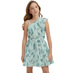 Seamless Foliage Kids  One Shoulder Party Dress