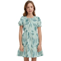 Seamless Foliage Kids  Puff Sleeved Dress