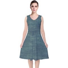 Wooden Wall V-neck Midi Sleeveless Dress  by artworkshop