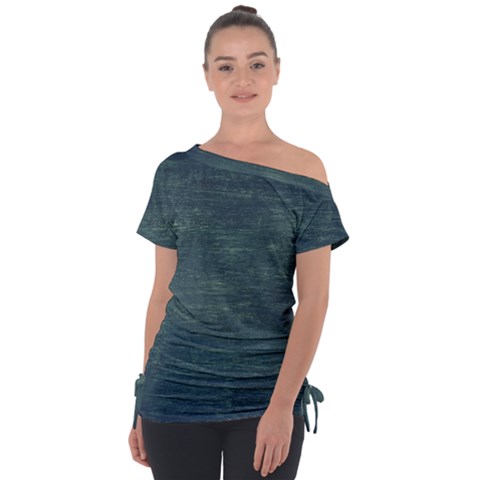 Wooden Wall Off Shoulder Tie-up Tee by artworkshop