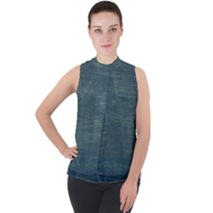 Wooden Wall Mock Neck Chiffon Sleeveless Top by artworkshop