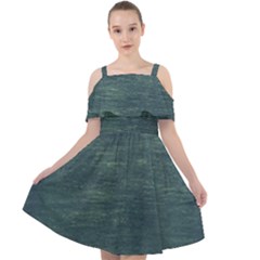 Wooden Wall Cut Out Shoulders Chiffon Dress by artworkshop