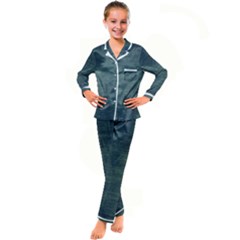 Wooden Wall Kid s Satin Long Sleeve Pajamas Set by artworkshop