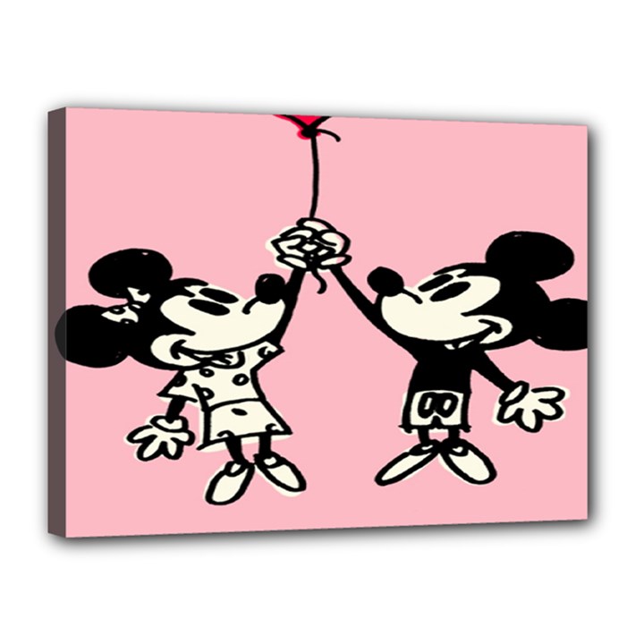 Baloon Love Mickey & Minnie Mouse Canvas 16  x 12  (Stretched)