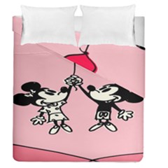 Baloon Love Mickey & Minnie Mouse Duvet Cover Double Side (queen Size) by nate14shop