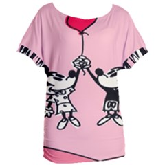 Baloon Love Mickey & Minnie Mouse Women s Oversized Tee